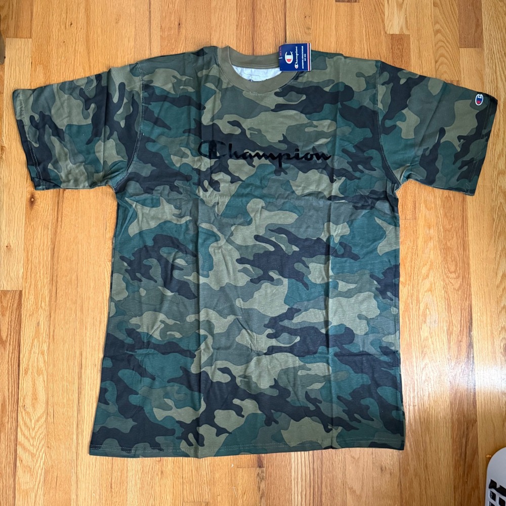 Champion Camo T Shirt Mens Big & Tall XLT Streetwear Camo Velvet Logo Cotton NWT